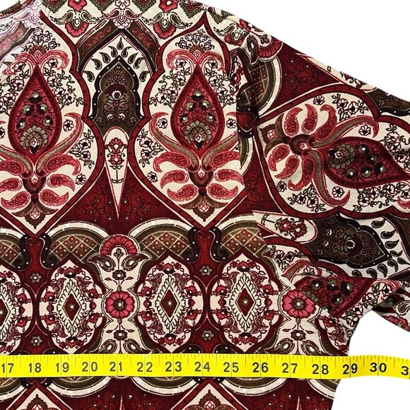 Maggie Barnes Women’s Top Plus Size 3X Red Stretch Short Sleeves - Picture 3 of 9